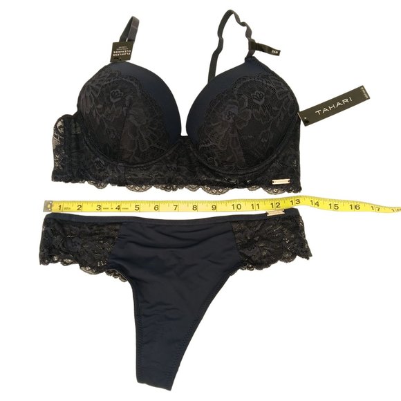 TAHARI 36B/M BLUE PUSH UP BRA SET - Picture 12 of 16